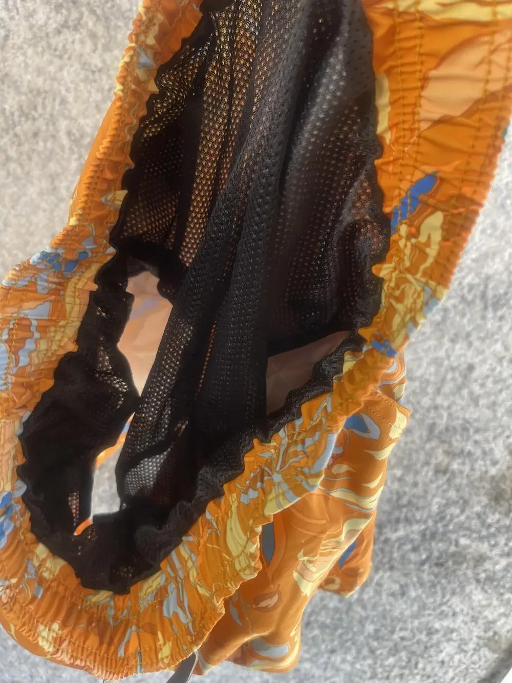 prAna Swim Trunks Mens Medium Orange Blue Floral Board Shorts Mesh Lined Pocket